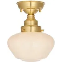 Finale Semi Flush Ceiling Light - Antique Brass, Opal Glass