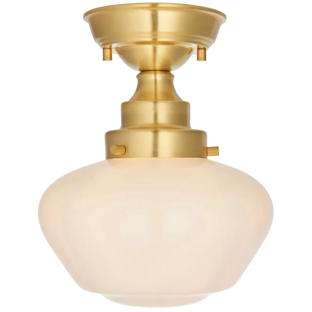 Finale Semi Flush Ceiling Light - Antique Brass, Opal Glass