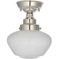 Finale Semi Flush Ceiling Light - Bright Nickel, Opal Glass