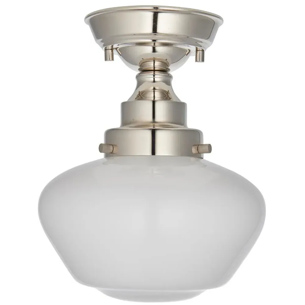 Finale Semi Flush Ceiling Light - Bright Nickel, Opal Glass image