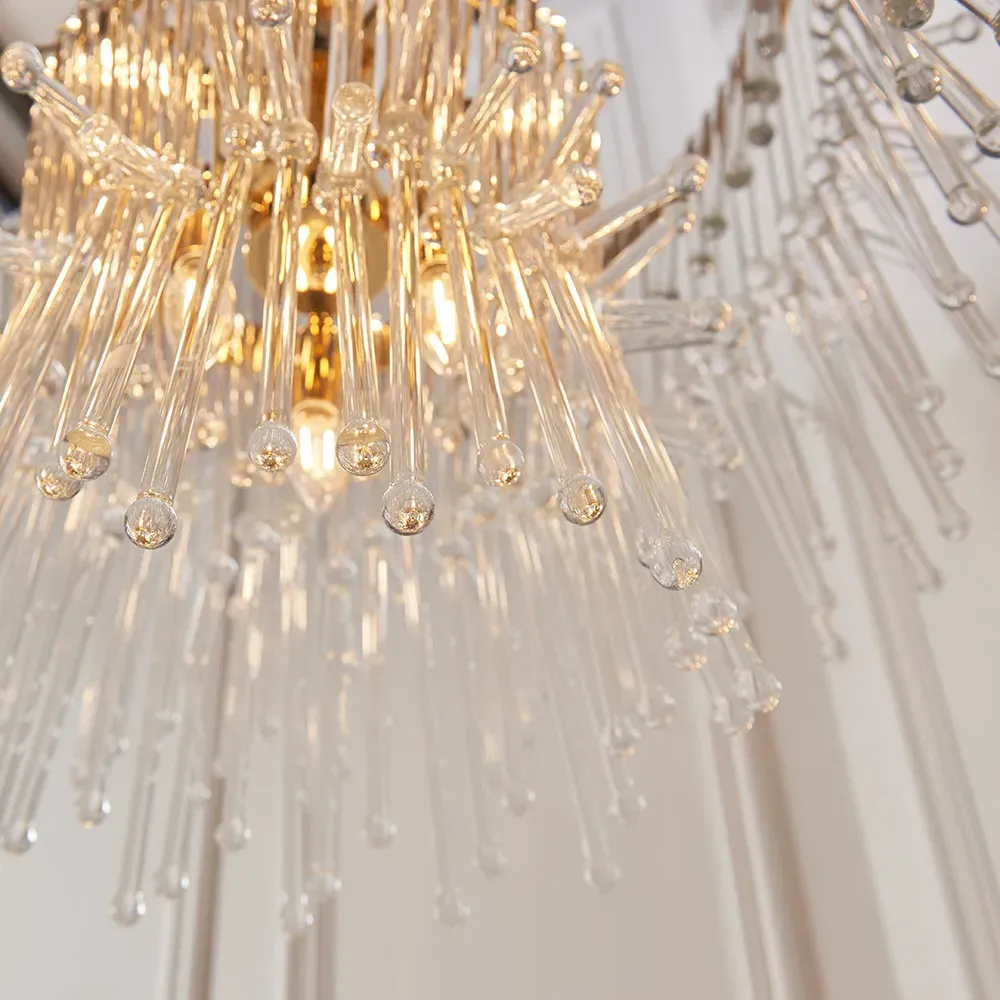 Florence 9 Light Pendant Ceiling Light - Clear, Gold Effect