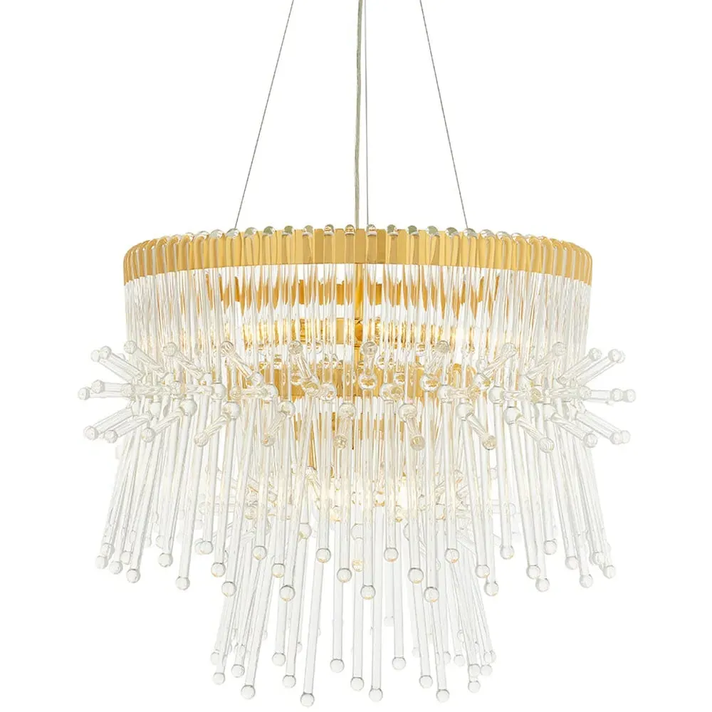 Florence 9 Light Pendant Ceiling Light - Clear, Gold Effect image