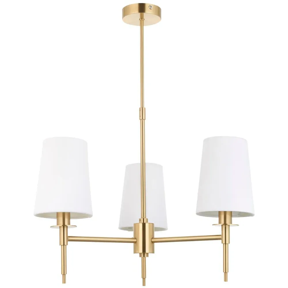 Florence Multi Arm 3 Light Pendant Ceiling Lamp - White, Brass image
