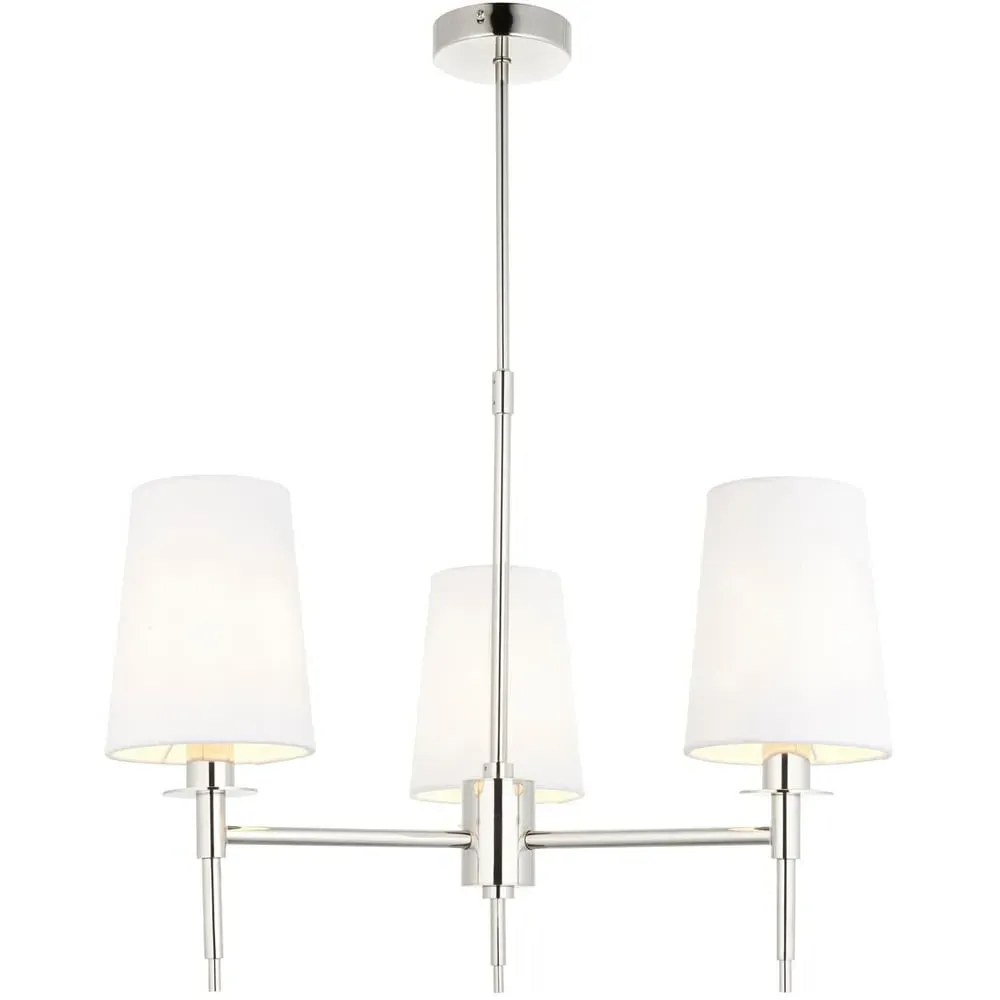 Florence Multi Arm 3 Light Pendant Ceiling Lamp - White, Nickel
