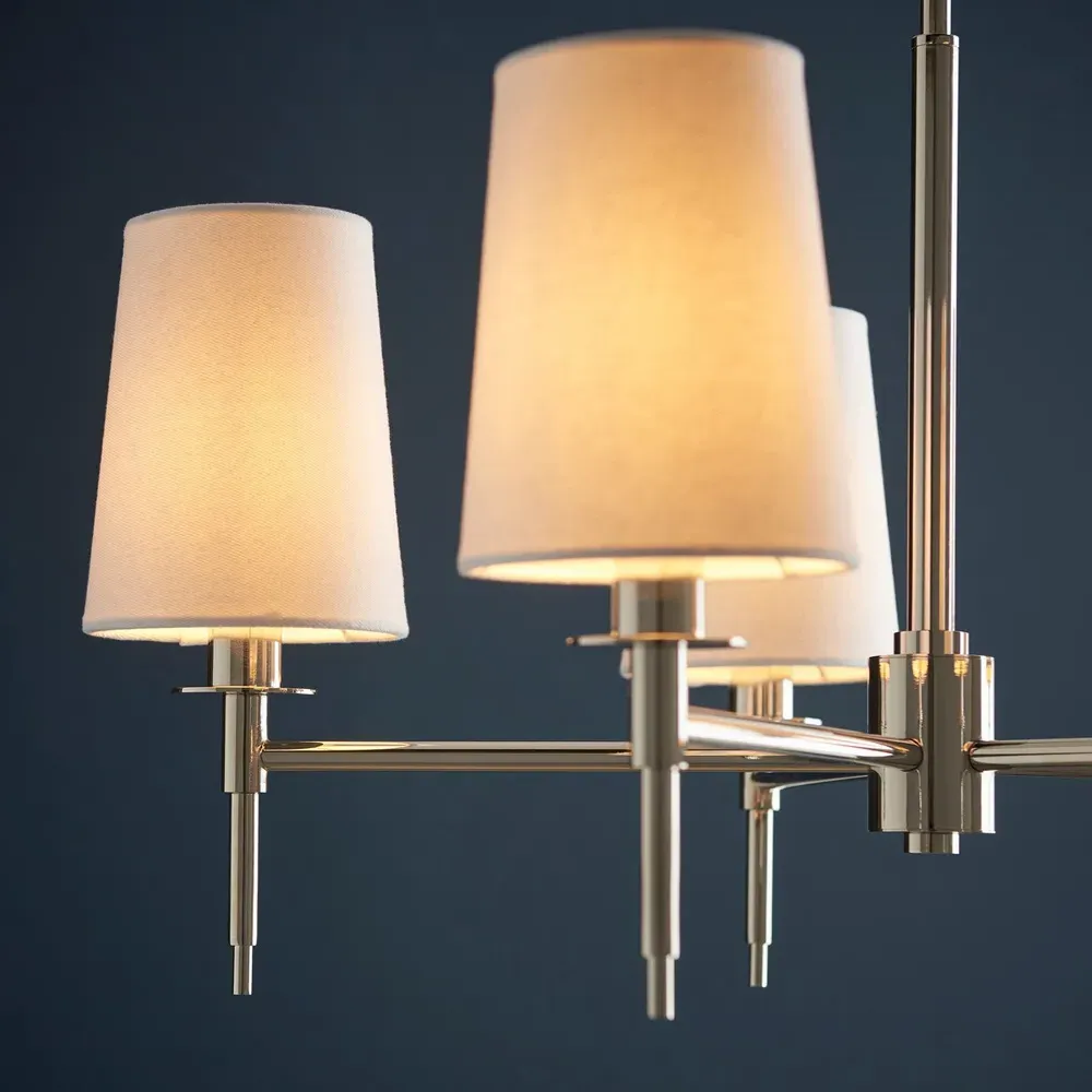 Florence Multi Arm 5 Light Pendant Ceiling Lamp - White, Nickel