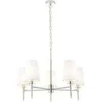 Florence Multi Arm 5 Light Pendant Ceiling Lamp - White, Nickel