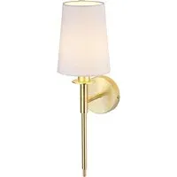 Florence Satin Brass Wall Lamp - White, Fabric