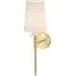 Florence Satin Brass Wall Lamp - White, Fabric