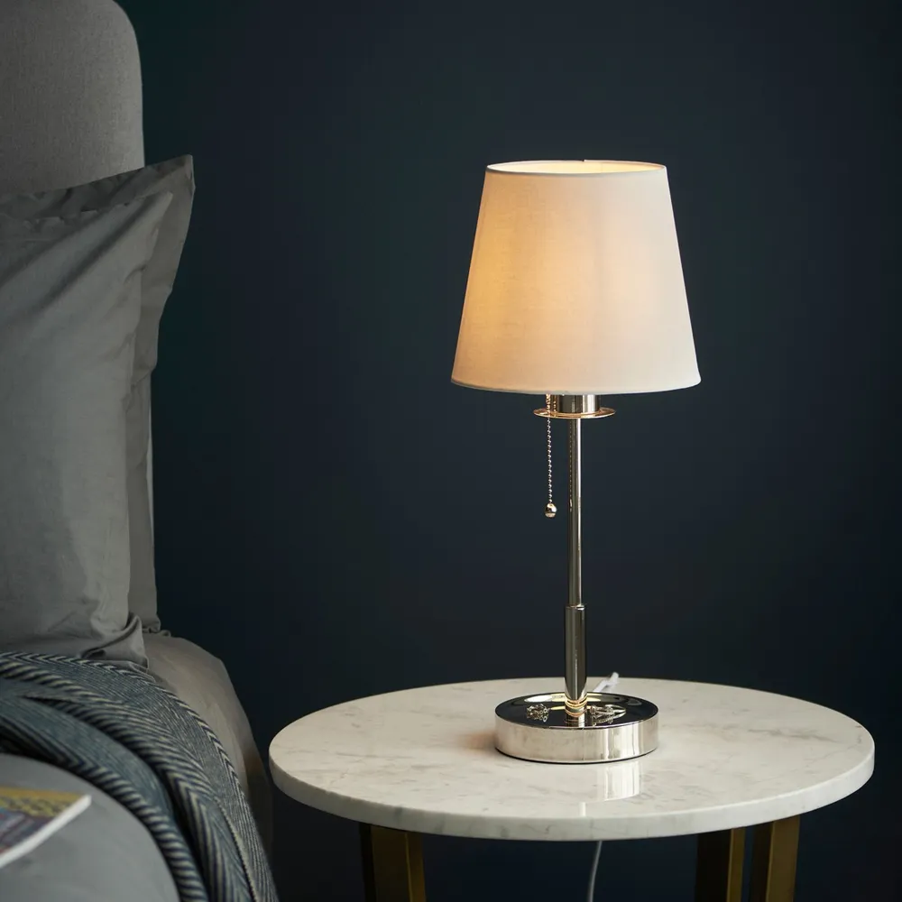 Florence Vintage Table Lamp - White, Nickel