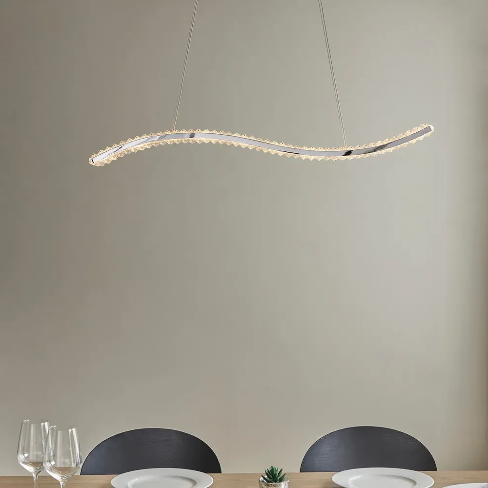 Foggia Crystal Pendant Ceiling Lamp - Silver, Chrome