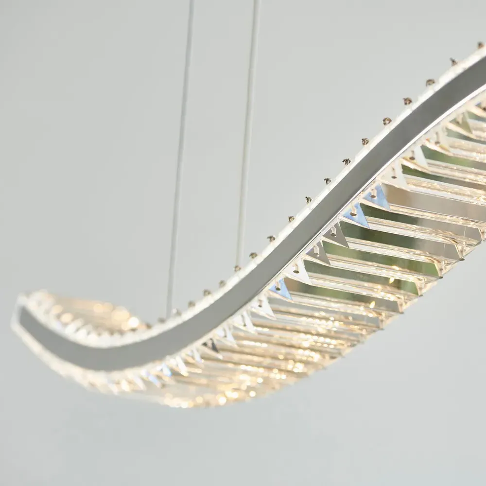 Foggia Crystal Pendant Ceiling Lamp - Silver, Chrome