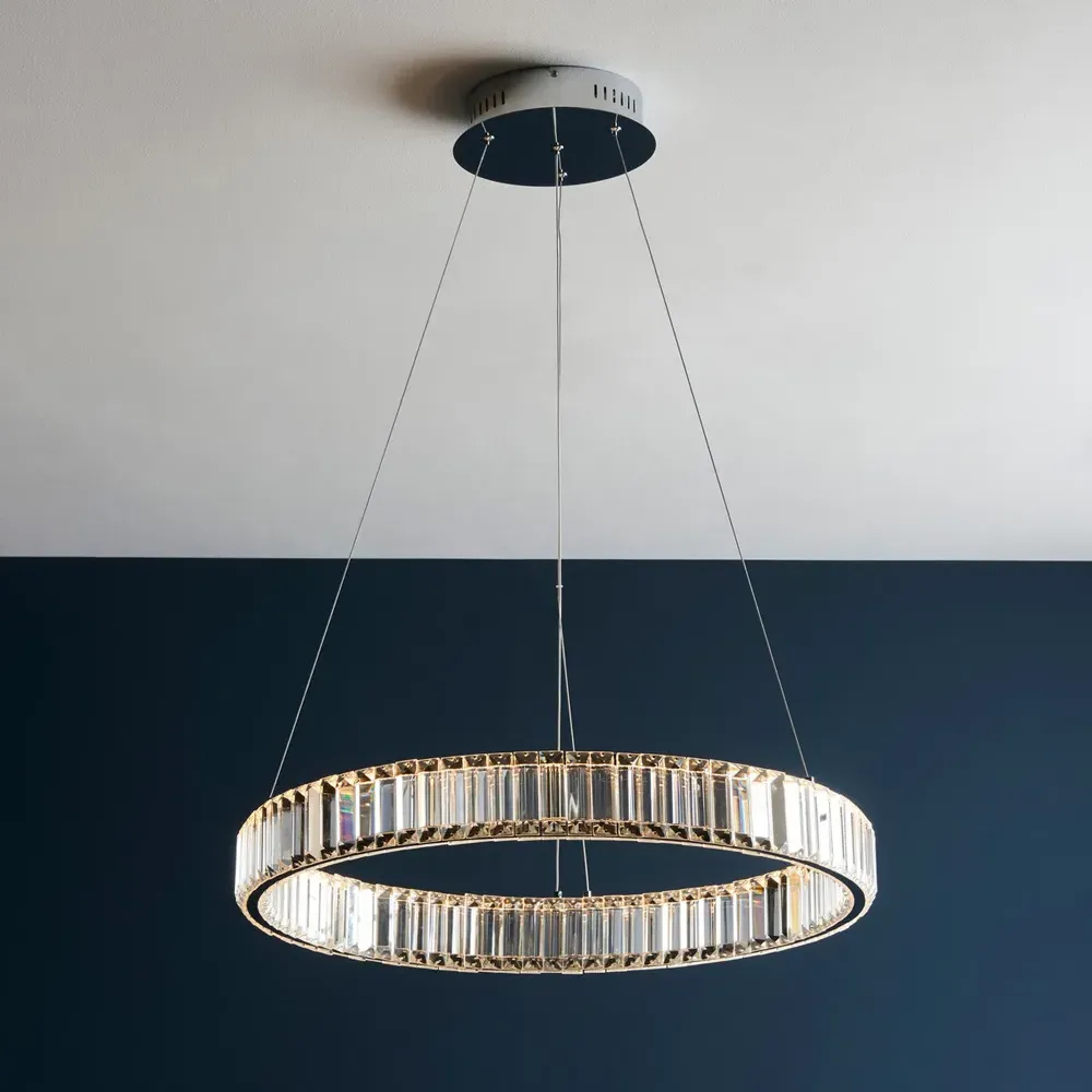 Foggia Crystal Pendant Ceiling Lamp - Silver, Chrome
