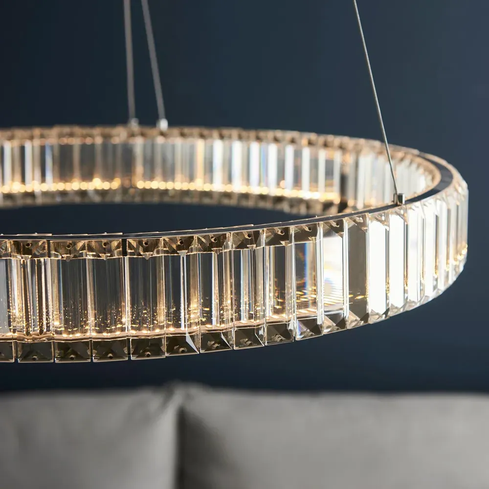 Foggia Crystal Pendant Ceiling Lamp - Silver, Chrome