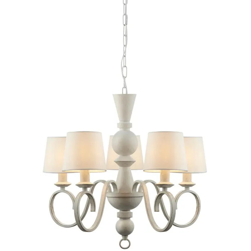 Foligno Multi Arm Pendant Ceiling Light - White, Fabric