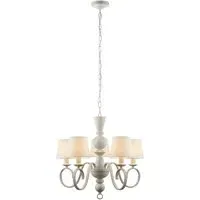Foligno Multi Arm Pendant Ceiling Light - White, Fabric