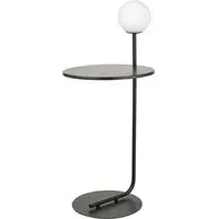 Frosinone Floor Lamp with Side Table - Black, Opal Glass
