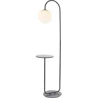 Frosinone Floor Lamp with Table - Black, Opal Glass