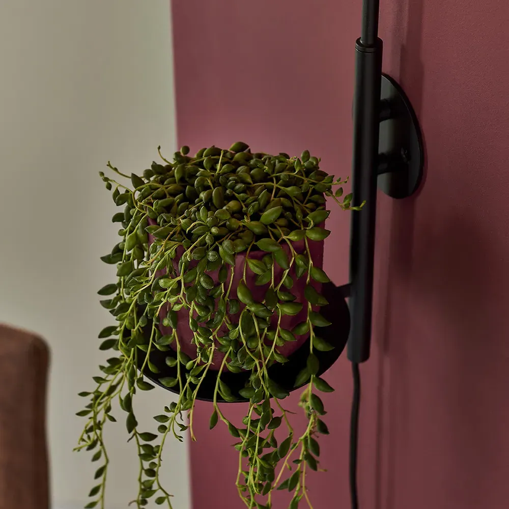 Frosinone Wall Lamp with Shelf - Black, Opal Glass