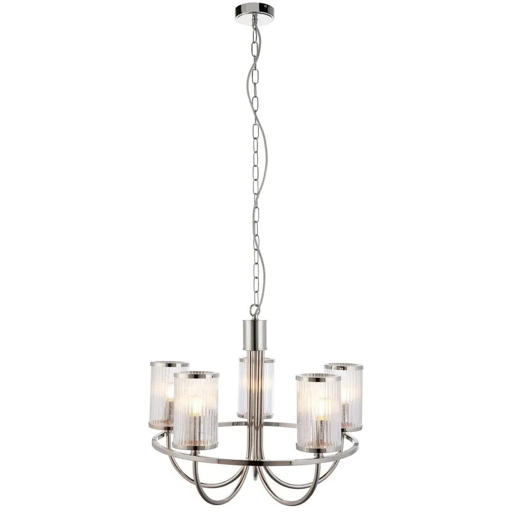 Genoa Ribbed Bubble Glass Multi Arm Pendant Ceiling Lamp - Grey