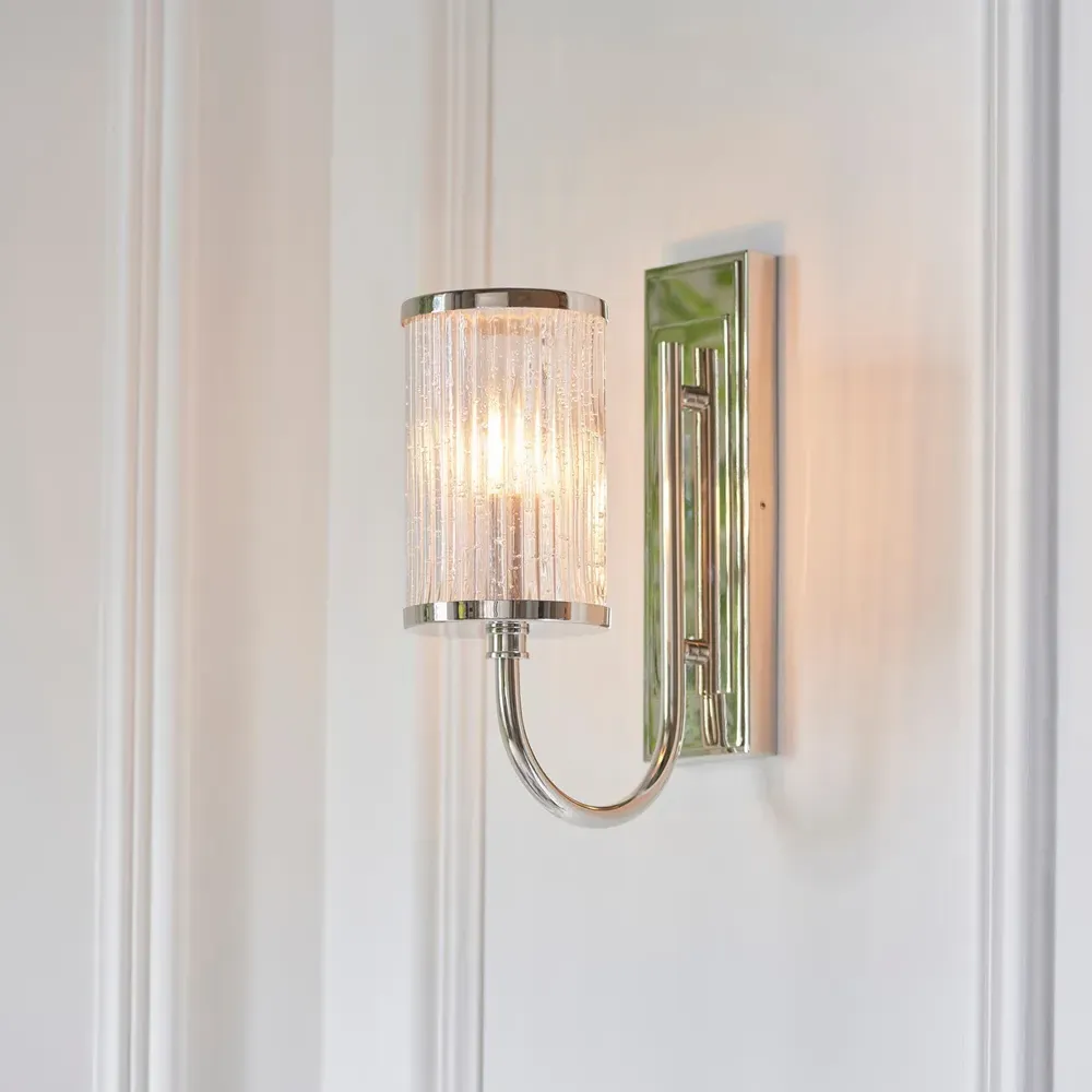 Genoa Ribbed Bubble Glass Wall Lamp - Grey