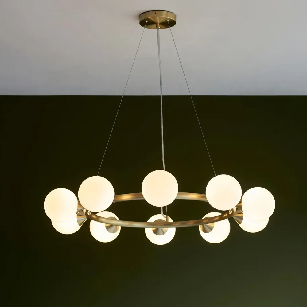 Grosseto 10 Light Ring Ceiling Light - White, Glass