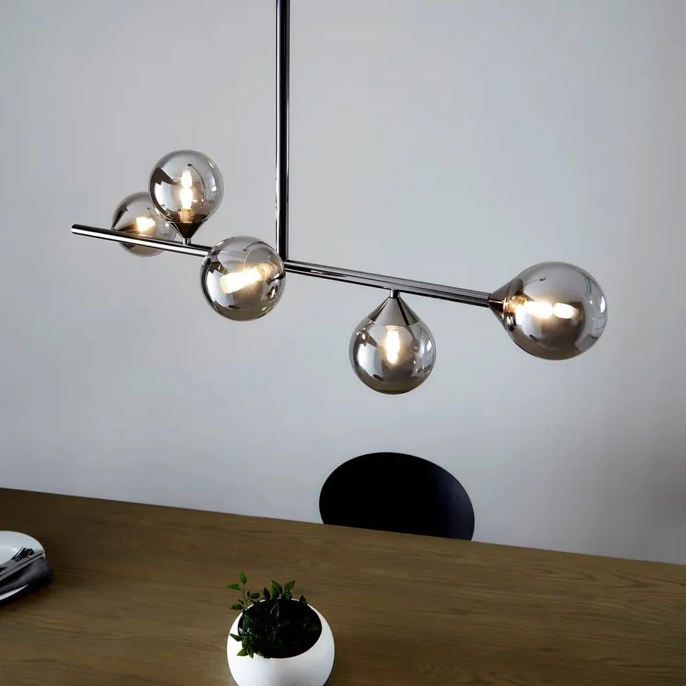 Grosseto Bar Ceiling Light - Black Chrome, Smoked Mirror Glass