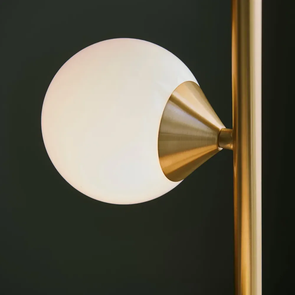 Grosseto Multi Arm Floor Lamp - Satin Brass, Glass