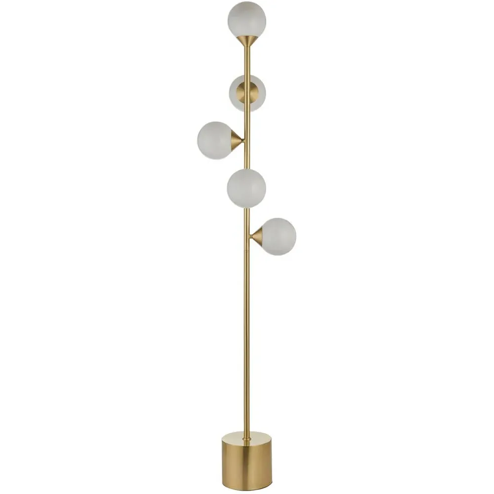 Grosseto Multi Arm Floor Lamp - Satin Brass, Glass