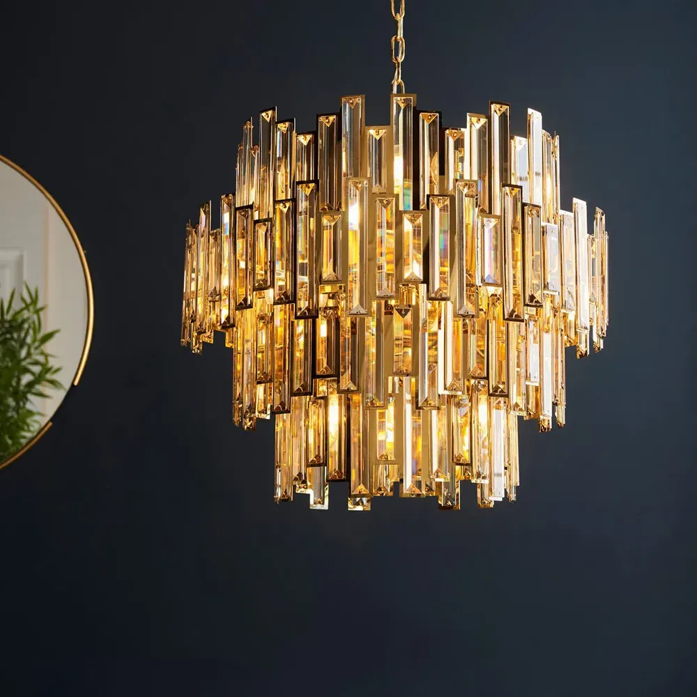 Latina 15-Light Pendant Ceiling Lamp - Gold, Crystal