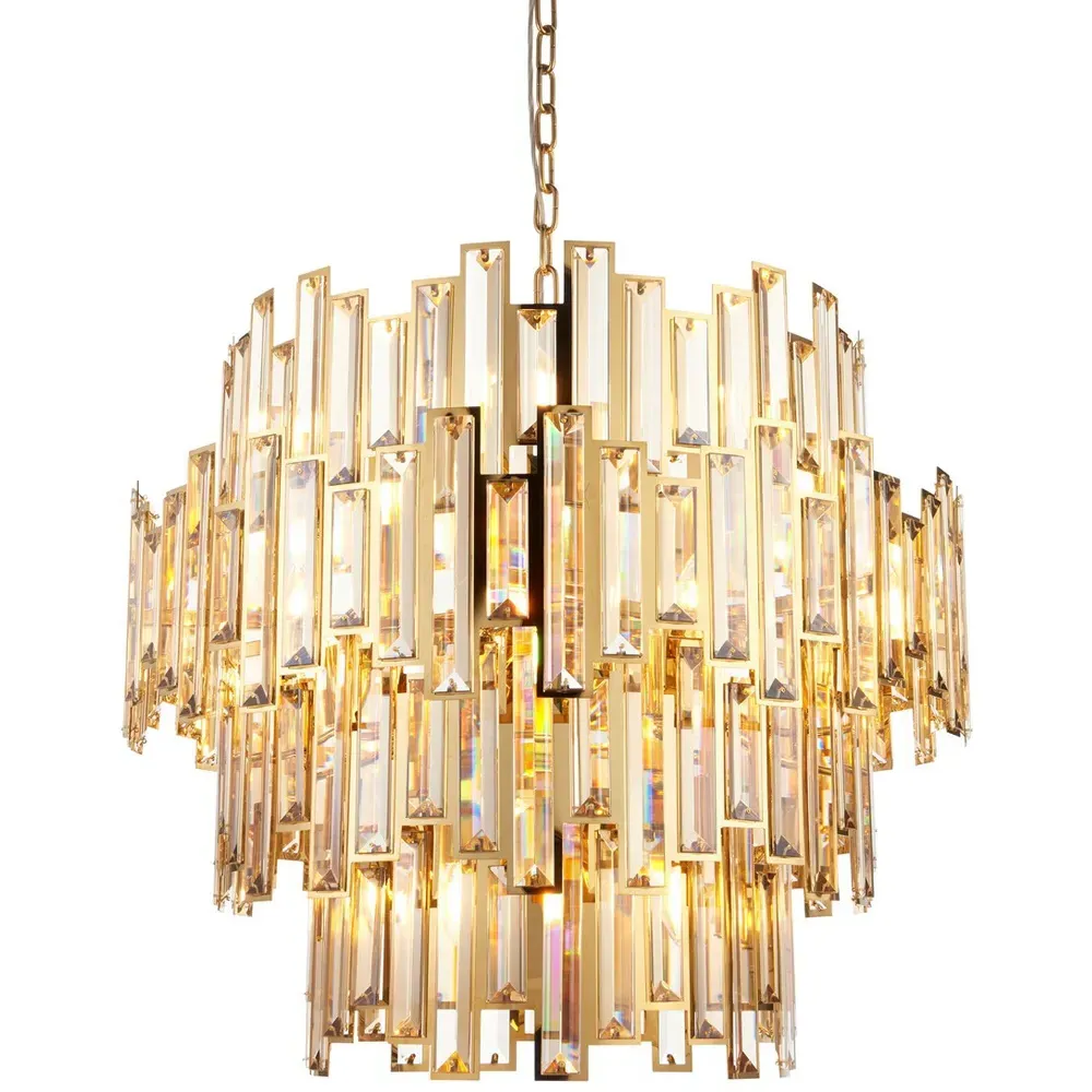 Latina 15-Light Pendant Ceiling Lamp - Gold, Crystal