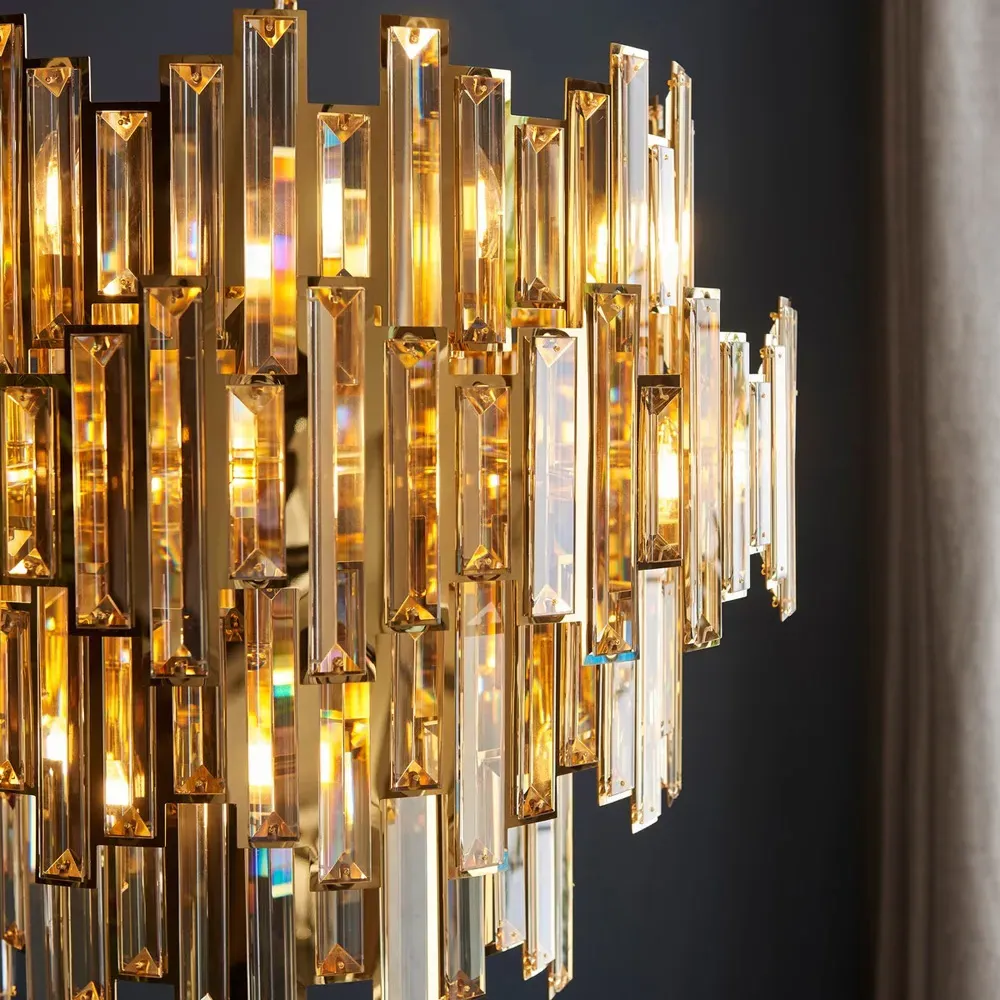 Latina 15-Light Pendant Ceiling Lamp - Gold, Crystal