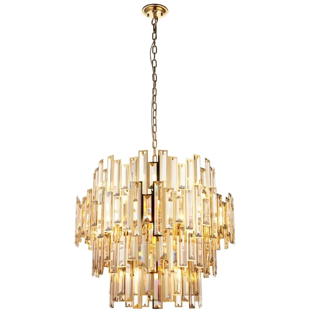 Latina 15-Light Pendant Ceiling Lamp - Gold, Crystal