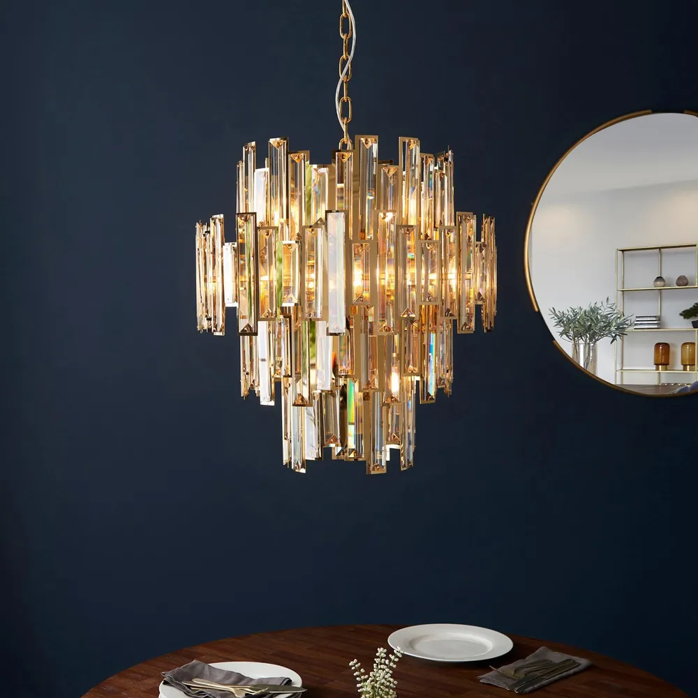 Latina Crystal Pendant Light - Gold