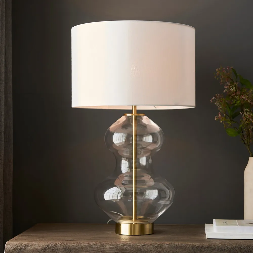 Lecce Curvy Table Lamp - Nickel, Glass