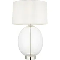 Lecce Glass Table Lamp - White, Fabric