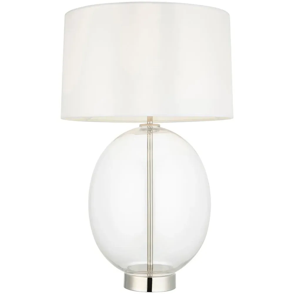 Lecce Glass Table Lamp - White, Fabric image
