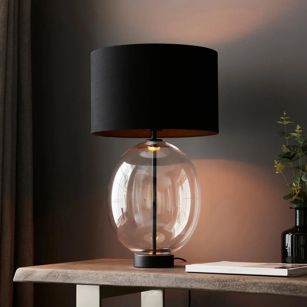 Lecce Table Lamp - Black, Glass