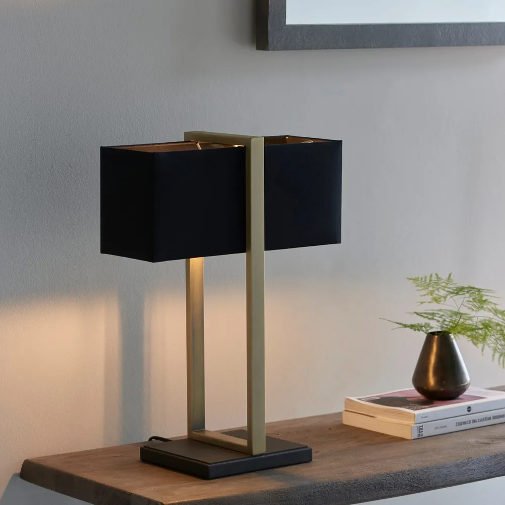 Livigno Table Lamp - Brown, Matt Black