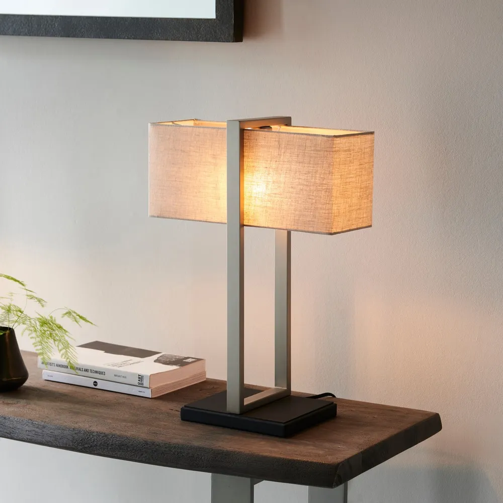 Livigno Table Lamp - Grey, Linen
