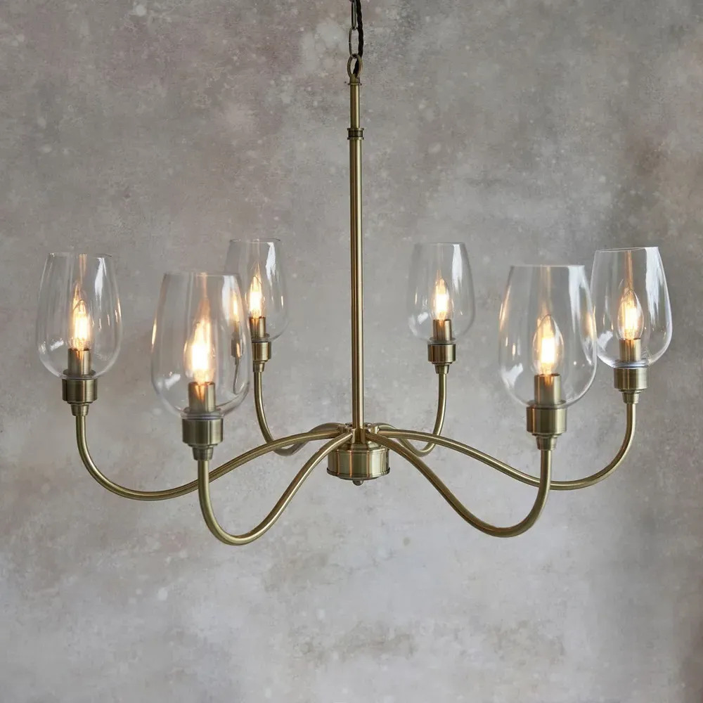Livorno 6 Light Pendant Light - Brown, Glass