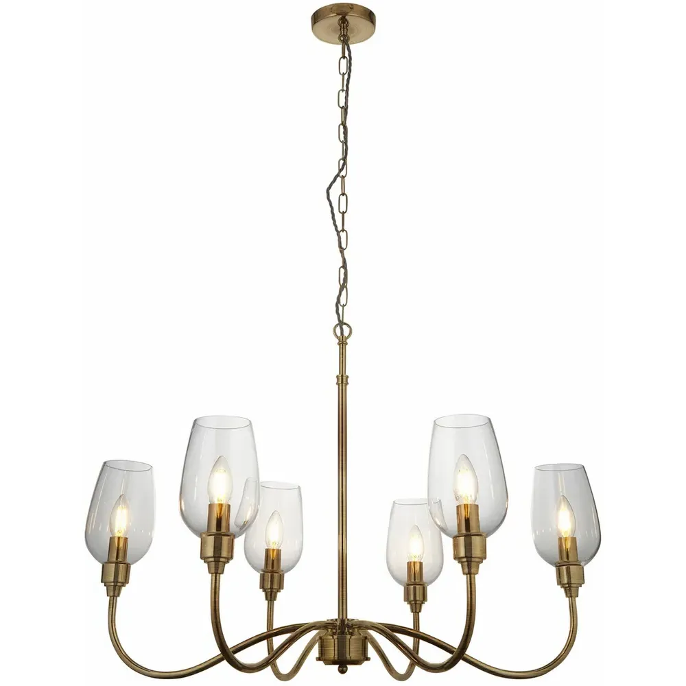 Livorno 6 Light Pendant Light - Brown, Glass
