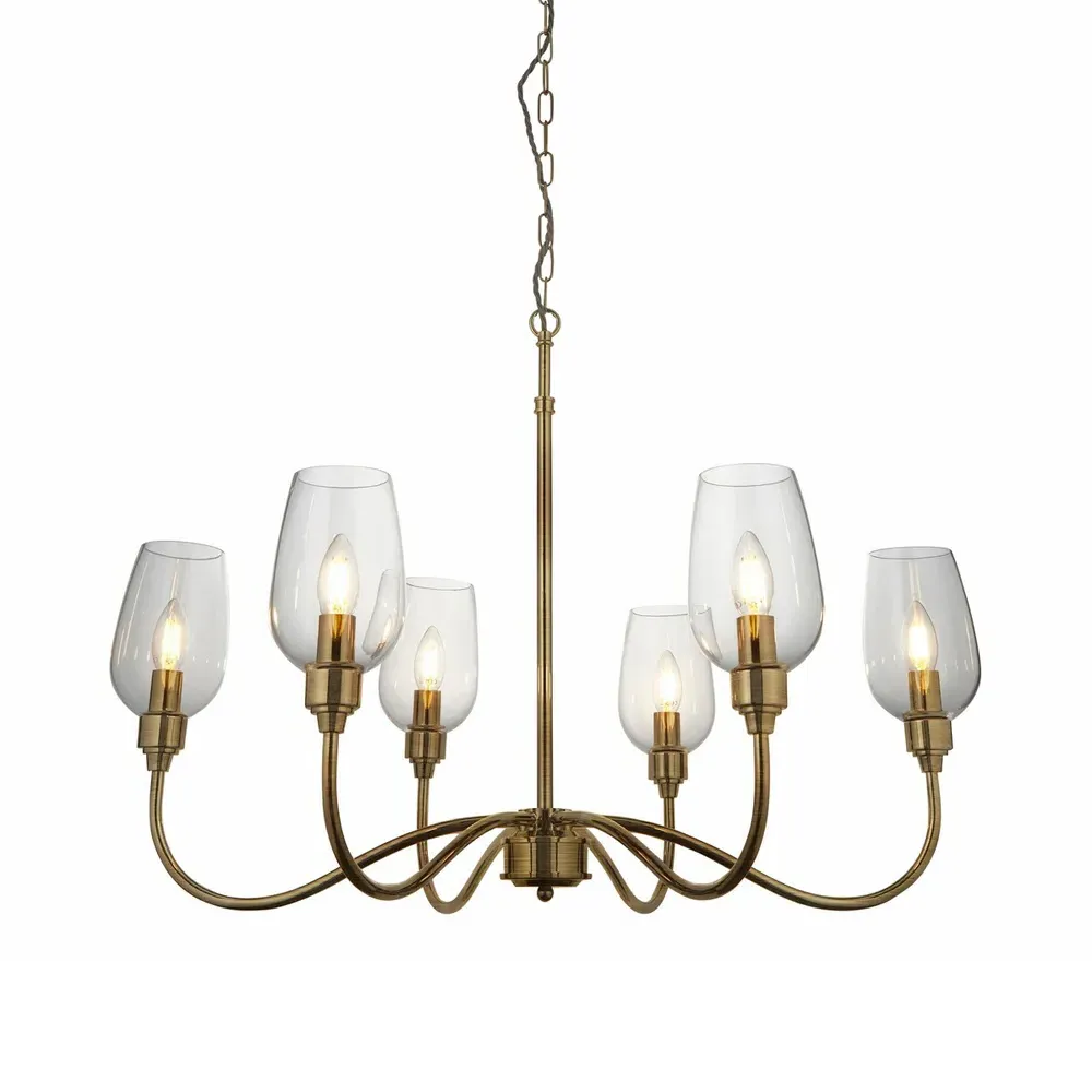 Livorno 6 Light Pendant Light - Brown, Glass