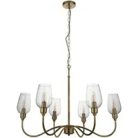 Livorno 6 Light Pendant Light - Brown, Glass
