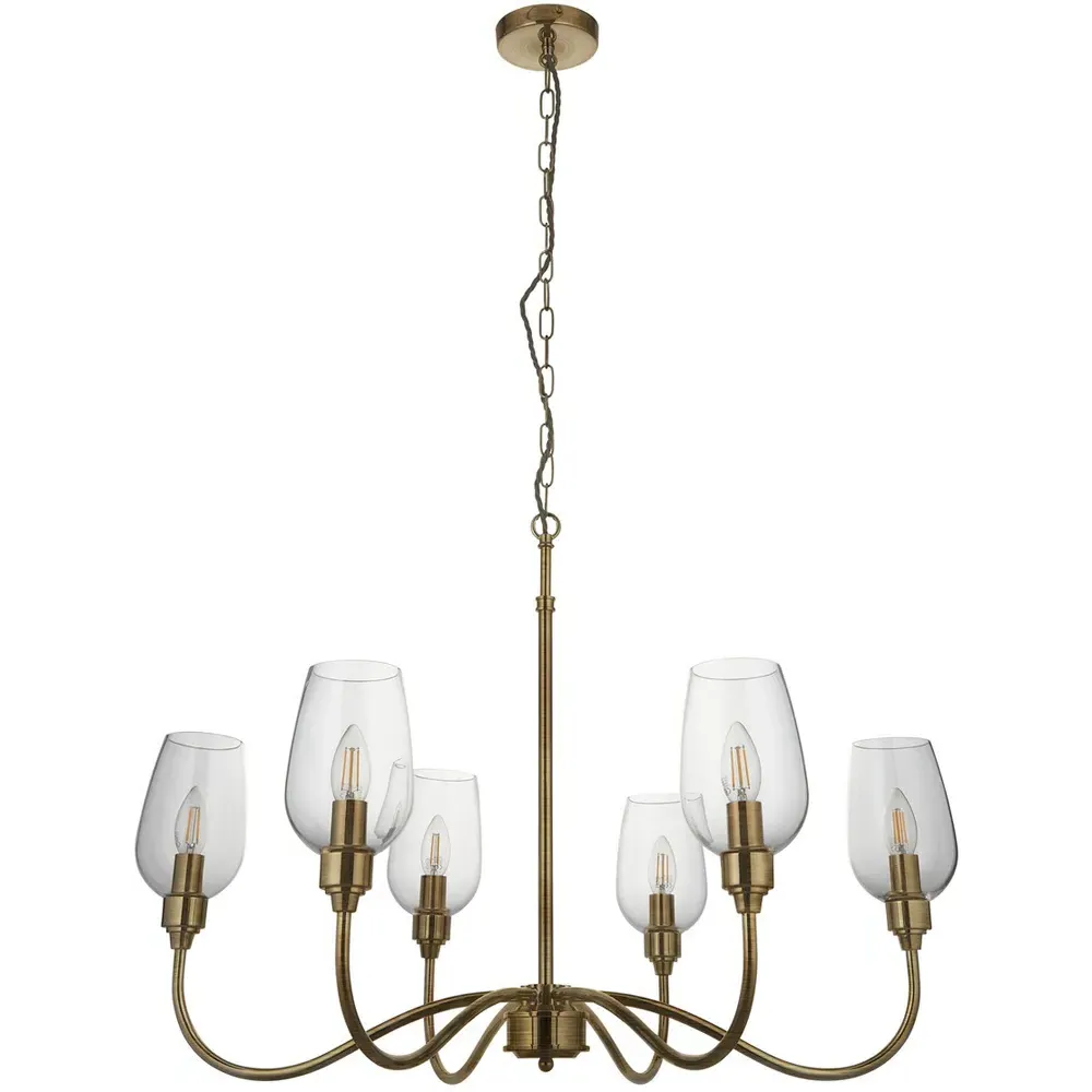 Livorno 6 Light Pendant Light - Brown, Glass