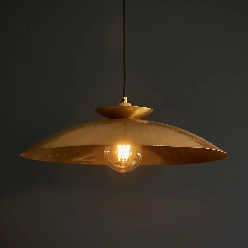 Livorno Dome Pendant Ceiling Light - Brown, Hammered Brass