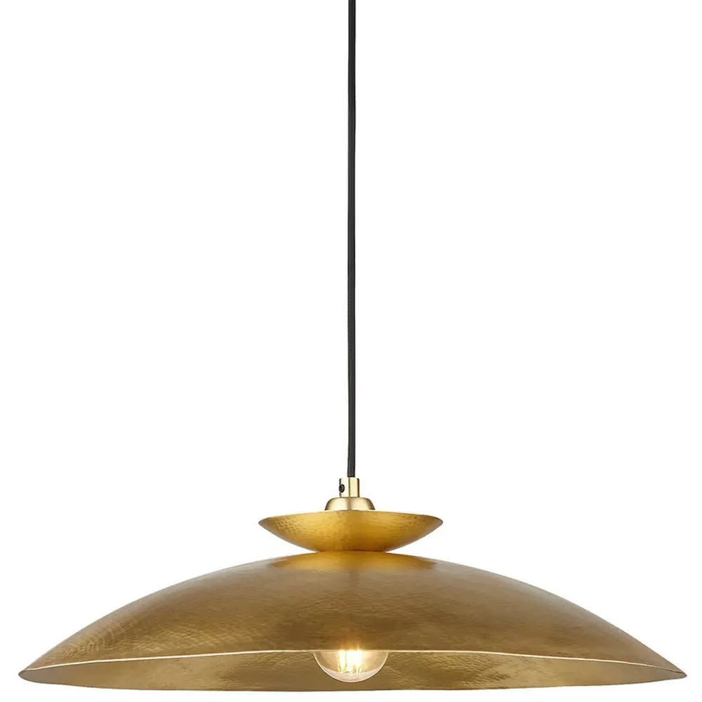 Livorno Dome Pendant Ceiling Light - Brown, Hammered Brass