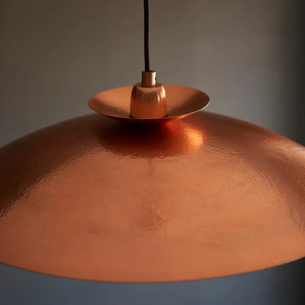 Livorno Dome Pendant Ceiling Light - Brown, Hammered Copper