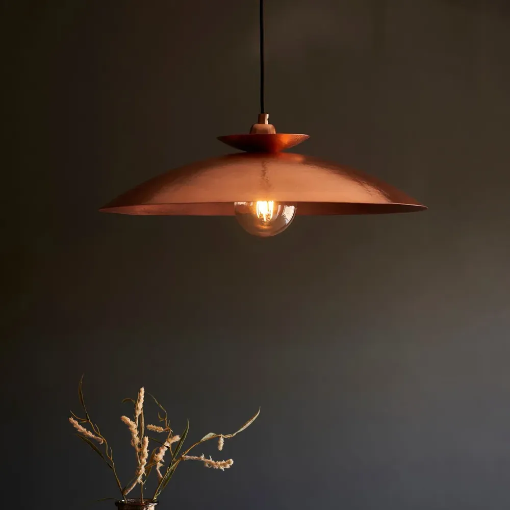 Livorno Dome Pendant Ceiling Light - Brown, Hammered Copper