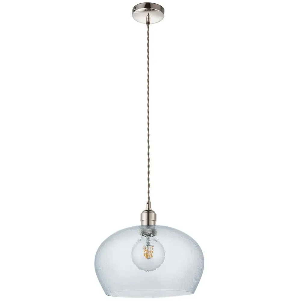 Livorno Dome Pendant Ceiling Light - Grey, Hammered Glass