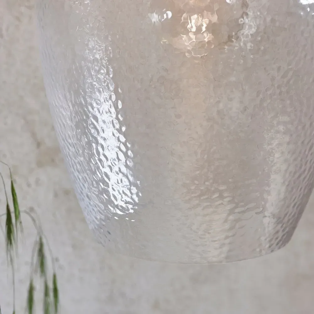 Livorno Dome Pendant Ceiling Light - Grey, Hammered Glass